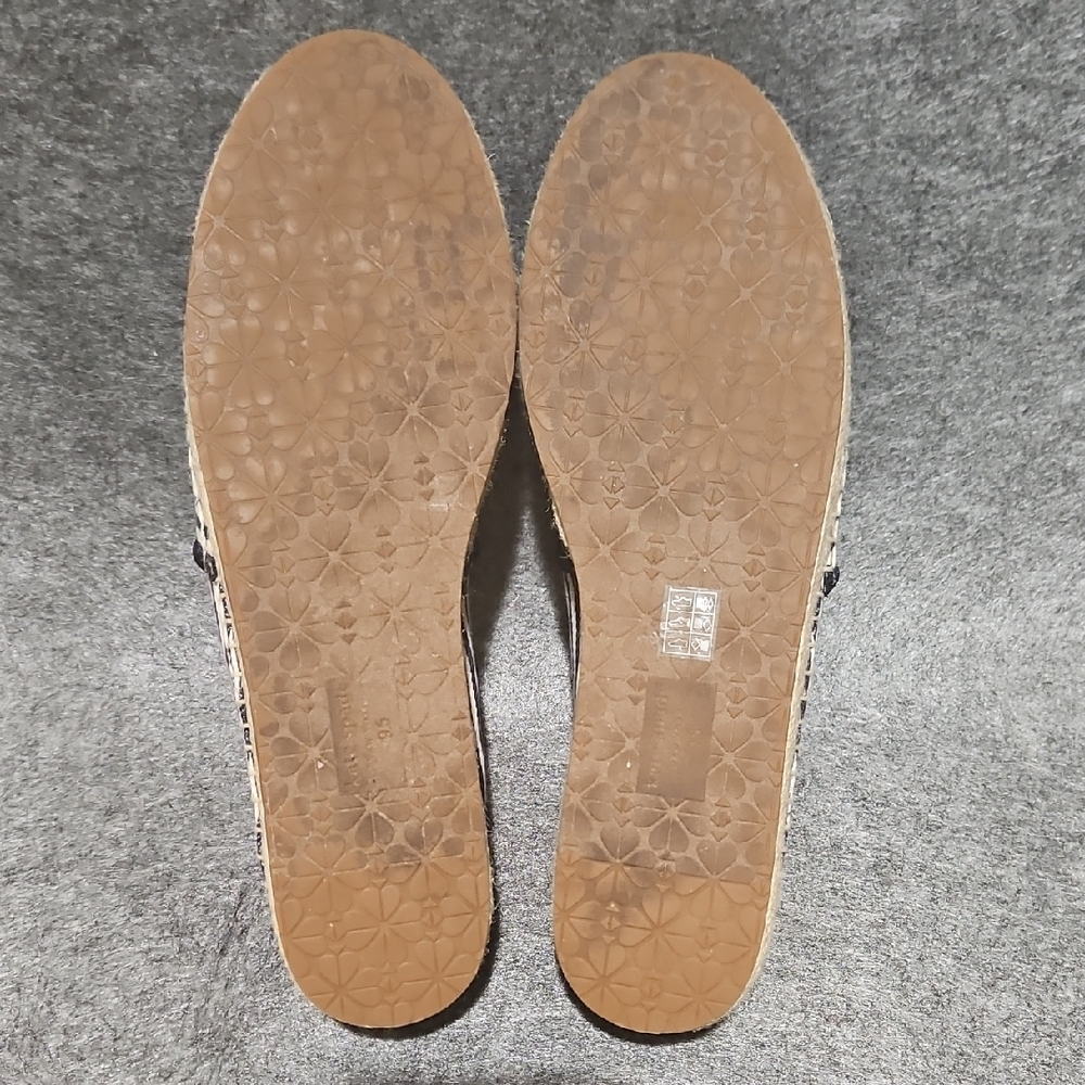 Kate Spade Laguna Striped Espadrilles 9.5 Navy Blue White Crab Pearl Flat Shoe - Picture 8 of 11